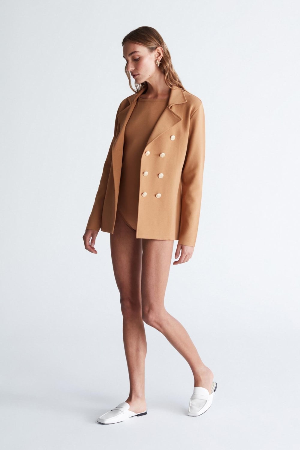 Peraluna-Styleboom X Katherine Blazer Çelik Örgü Klasik Kesim Düğmeli Blazer Kadın Triko Ceket -Ceket-22-Milagron.com