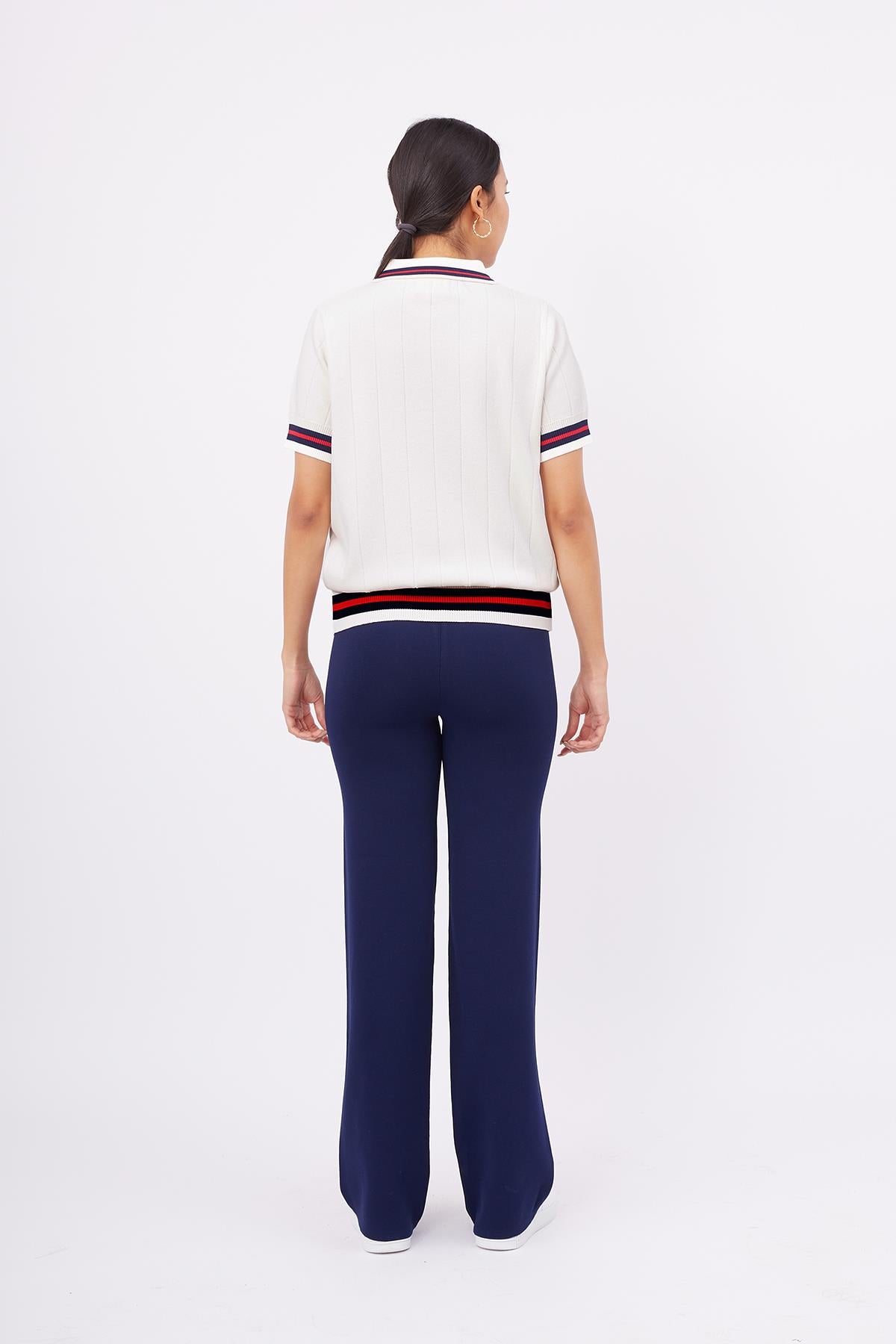 Styleboom X Peraluna Liza Blouse Polo Yaka Kadın Triko Bluz - Ekru