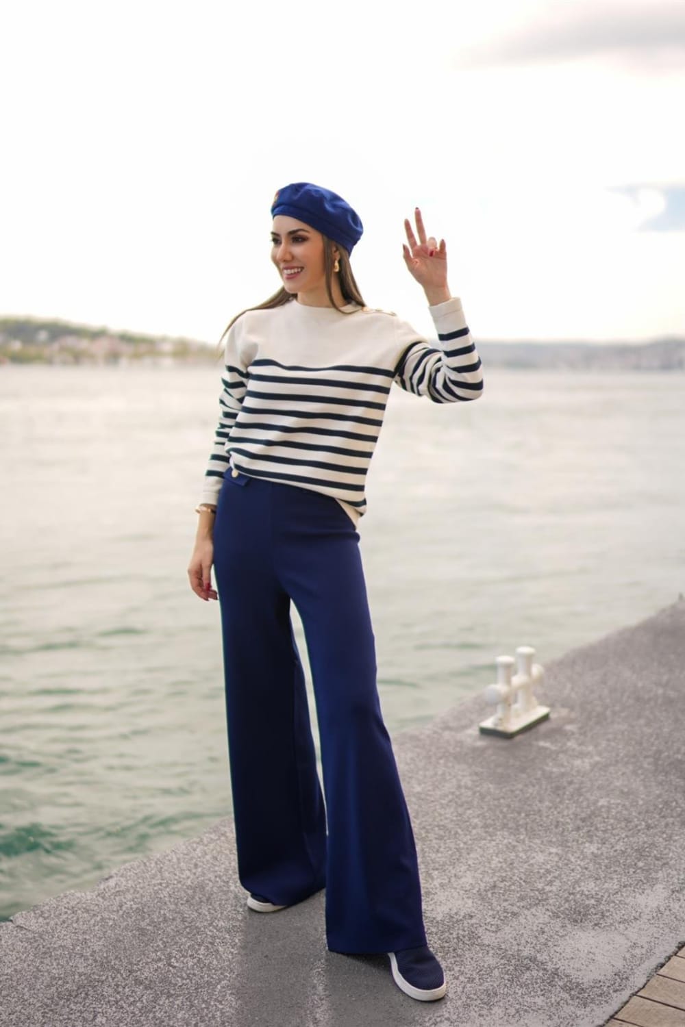 Peraluna-Styleboom X Marlene Trouser Düğme Detaylı Rahat Kesim Kadın Triko Pantolon -Pantolon-1-Milagron.com