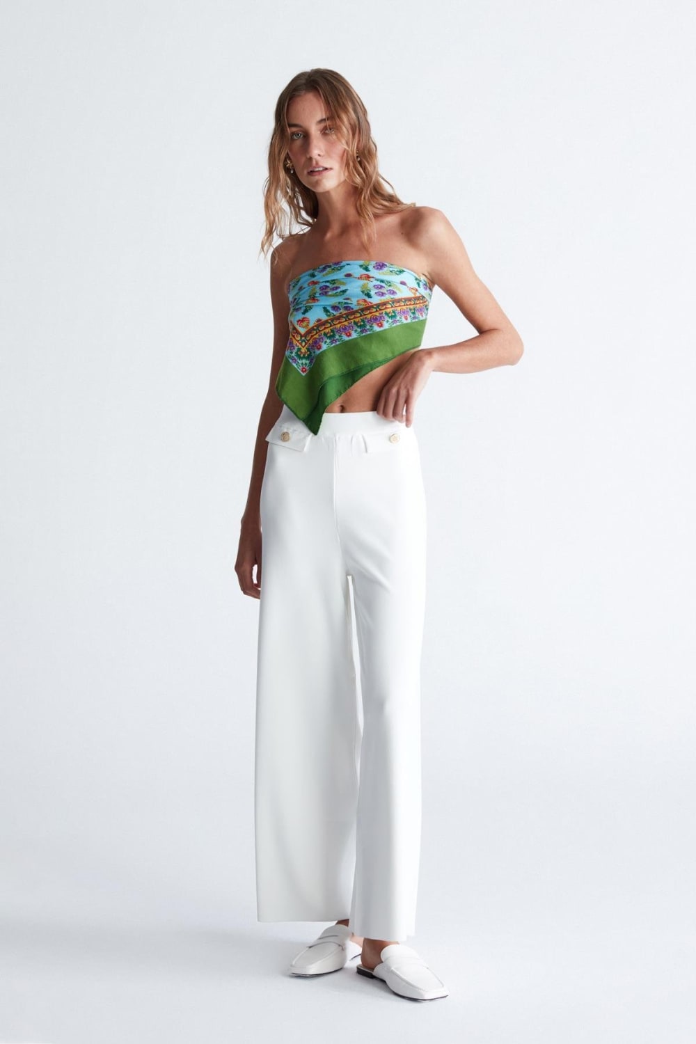 Peraluna-Styleboom X Marlene Trouser Düğme Detaylı Rahat Kesim Kadın Triko Pantolon -Pantolon-11-Milagron.com