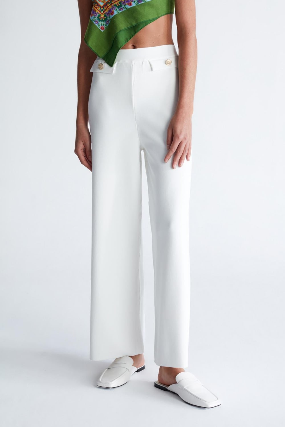 Peraluna-Styleboom X Marlene Trouser Düğme Detaylı Rahat Kesim Kadın Triko Pantolon -Pantolon-15-Milagron.com