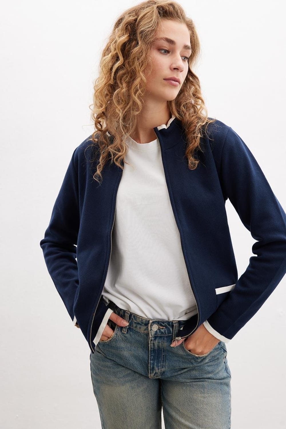 Peraluna-Summer Cardigan Fermuarlı Cepli Organik Pamuk Çelik Örgü Yazlık Kadın Triko Hırka-Kazak & Triko-2-Milagron.com