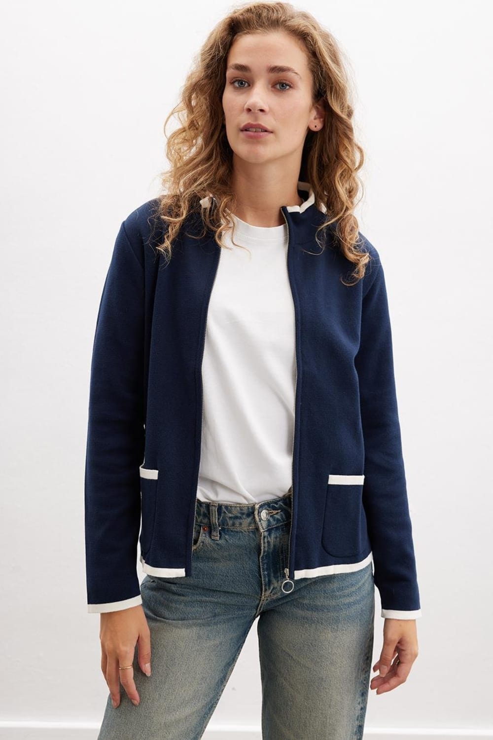 Peraluna-Summer Cardigan Fermuarlı Cepli Organik Pamuk Çelik Örgü Yazlık Kadın Triko Hırka-Kazak & Triko-3-Milagron.com