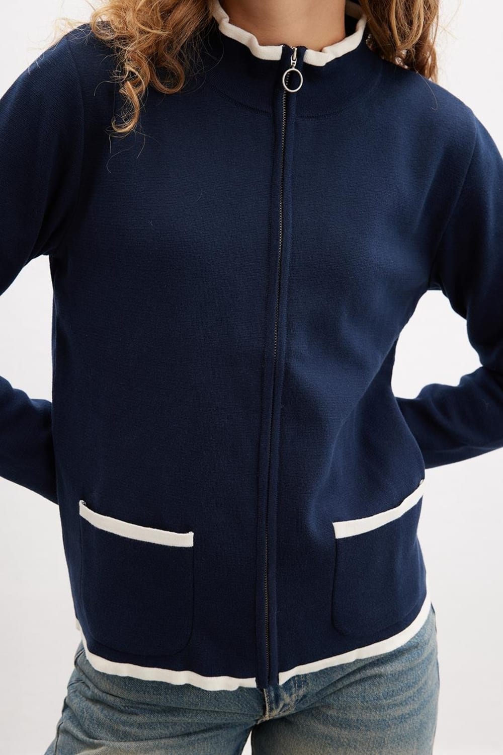 Peraluna-Summer Cardigan Fermuarlı Cepli Organik Pamuk Çelik Örgü Yazlık Kadın Triko Hırka-Kazak & Triko-4-Milagron.com