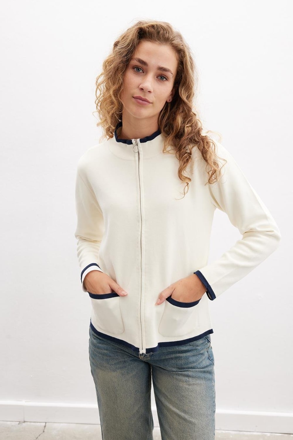 Peraluna-Summer Cardigan Fermuarlı Cepli Organik Pamuk Çelik Örgü Yazlık Kadın Triko Hırka-Kazak & Triko-9-Milagron.com