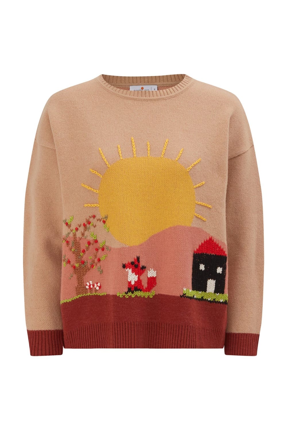 Peraluna-Sunny Pullover El İşlemeli Desenli Kadın Triko Kazak-Kazak & Triko-8-Milagron.com