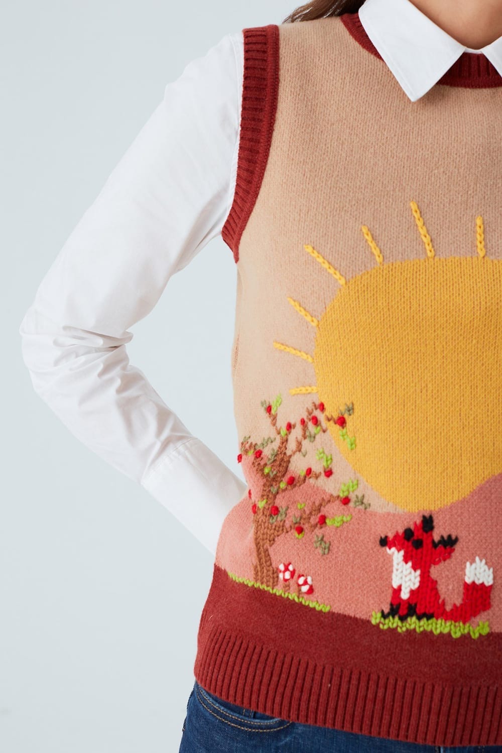 Peraluna-Sunny Vest El İşlemeli Kadın Triko Süveter-Kazak & Triko-4-Milagron.com