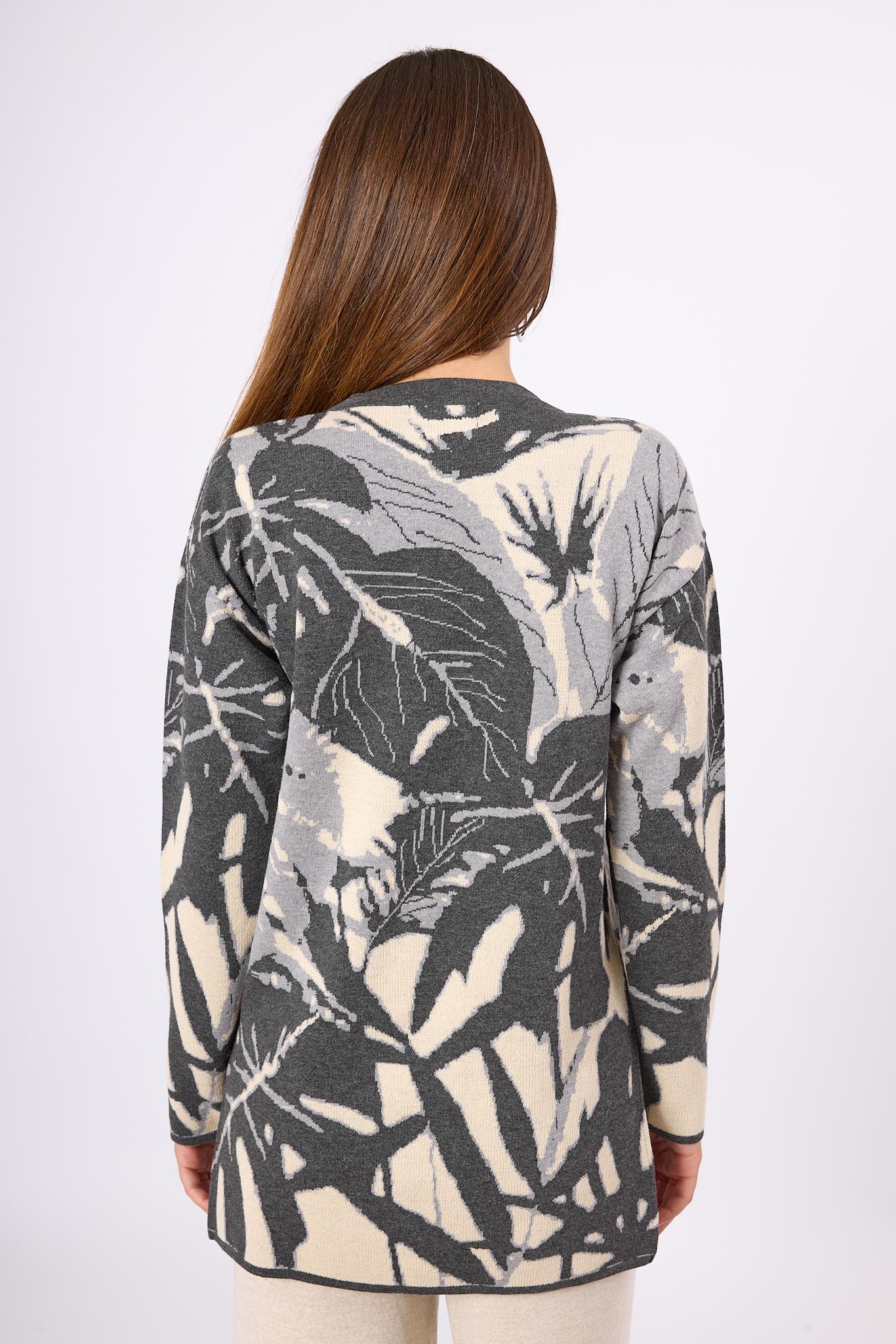 Peraluna-Susan Jakarlı Kadın Triko Tunik Ekru/Antrasit-Kazak & Triko-8-Milagron.com