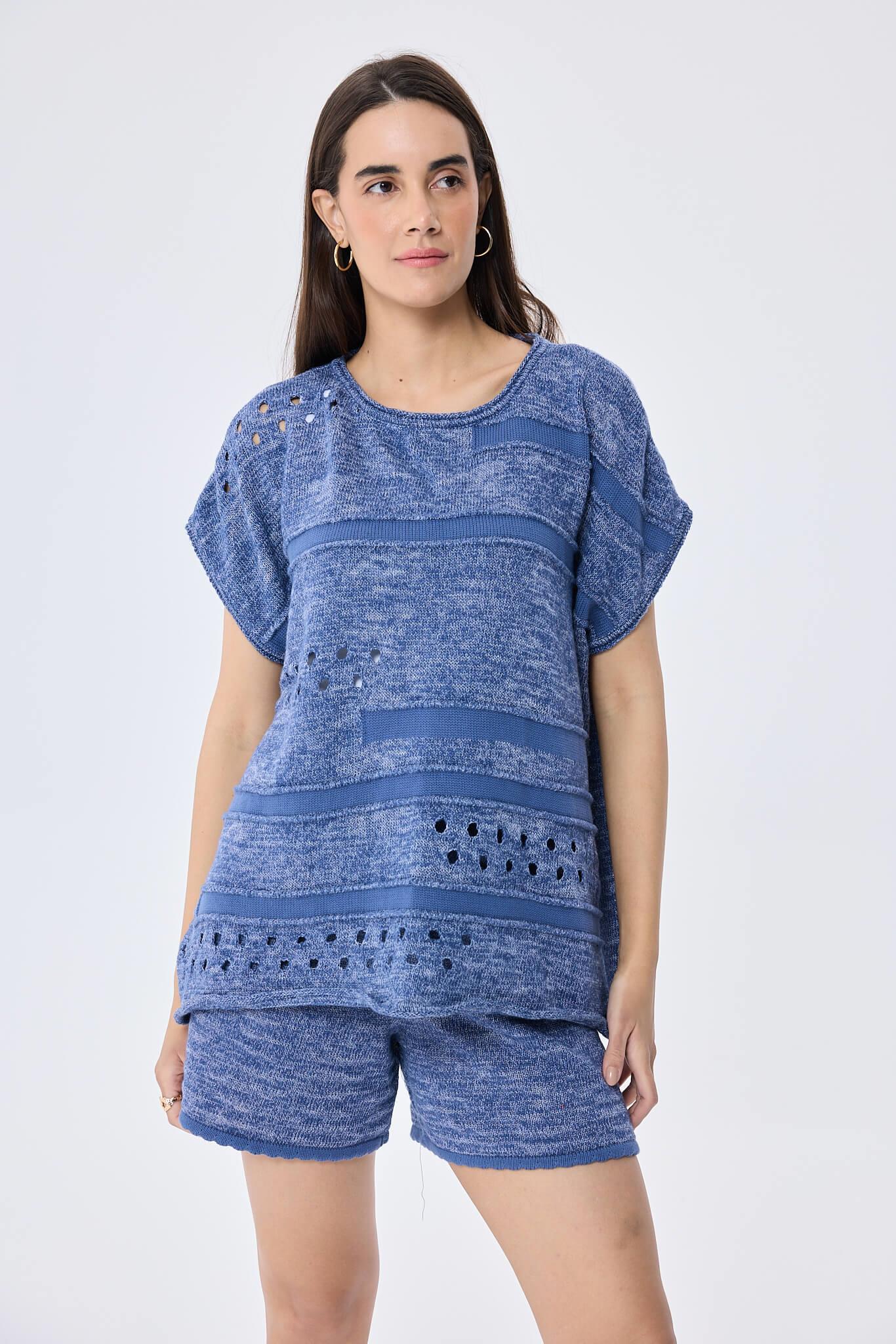 Peraluna-Sweetheart, Yazlık Kadın Triko şort Denim Mix-Şort-8-Milagron.com