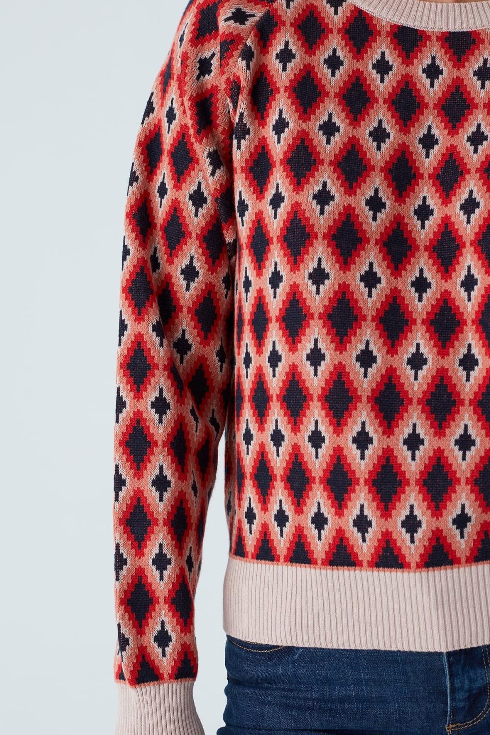 Peraluna-Trudy Pullover Baklava Desenli Standart Kesim Kadın Triko Kazak Multi-Kazak & Triko-2-Milagron.com