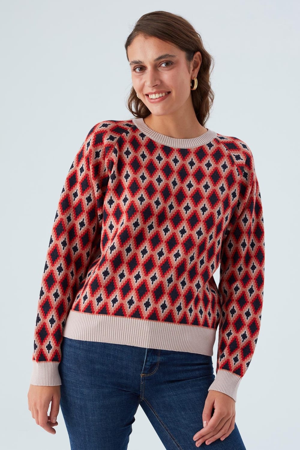 Peraluna-Trudy Pullover Baklava Desenli Standart Kesim Kadın Triko Kazak Multi-Kazak & Triko-6-Milagron.com