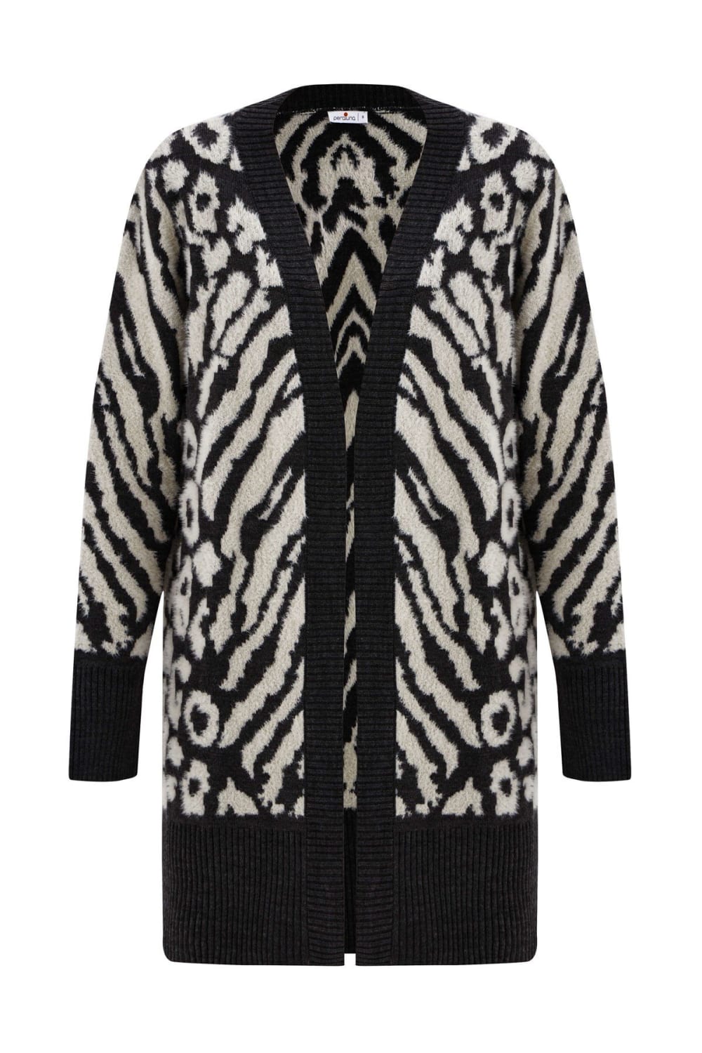 Peraluna-Uzun Zebra Desenli Kadın Triko Hırka -Kazak & Triko-7-Milagron.com