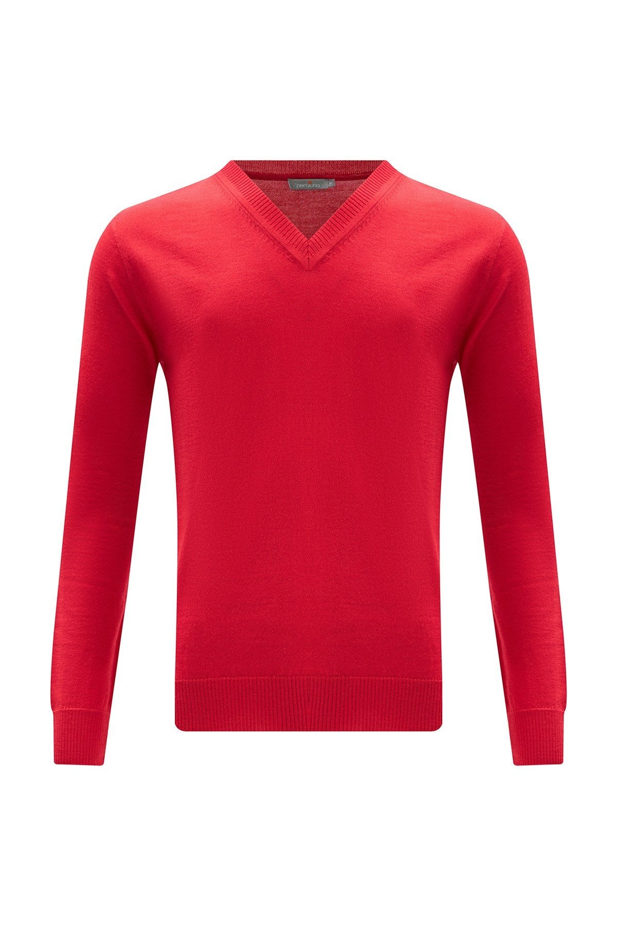 Peraluna-V Yaka Basic Erkek Kazak Kırmızı-Kazak & Triko-7-Milagron.com