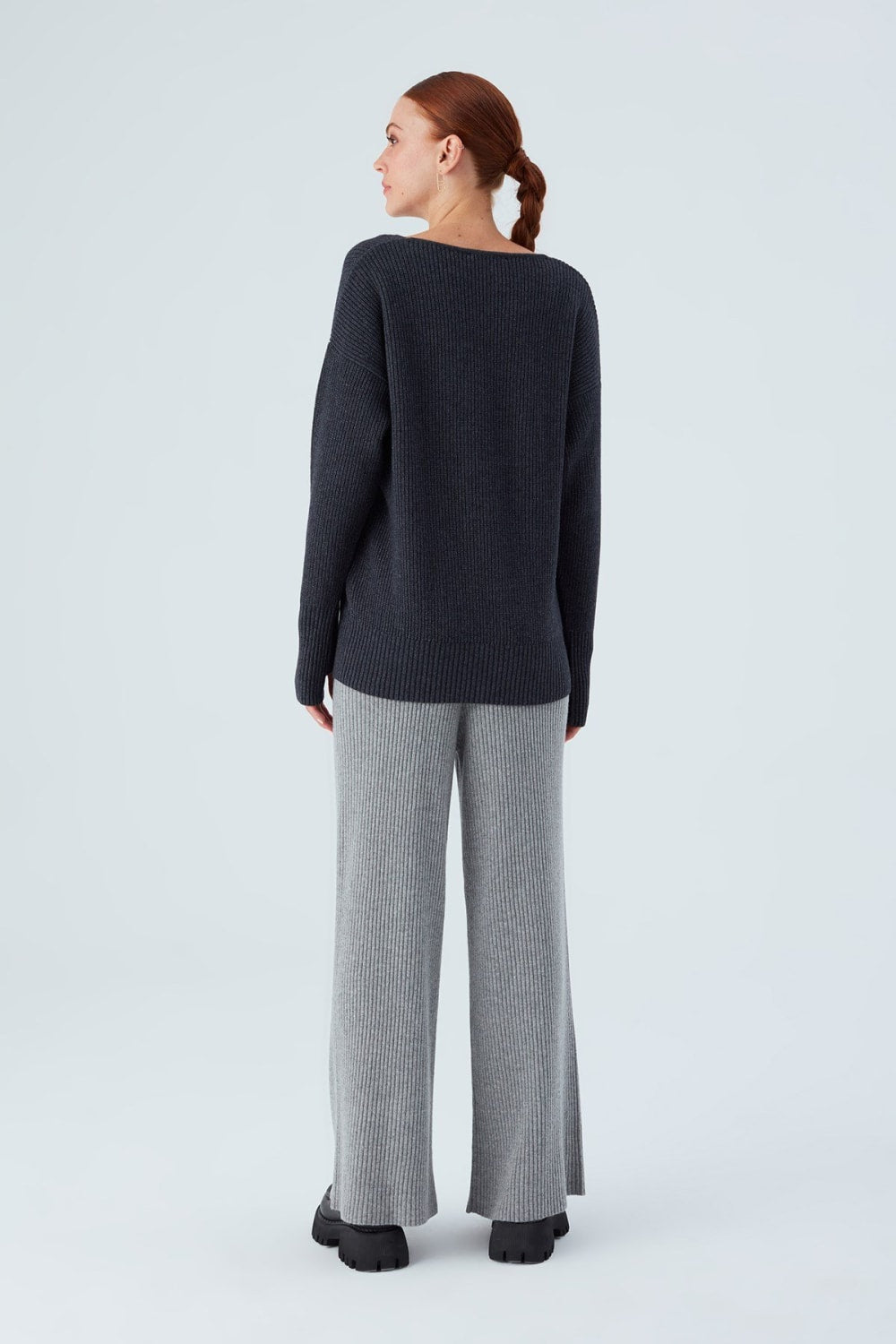 Peraluna-V Yaka Bol Kesim Kaşmir Karışım Kadın Triko Kazak-Kazak & Triko-15-Milagron.com