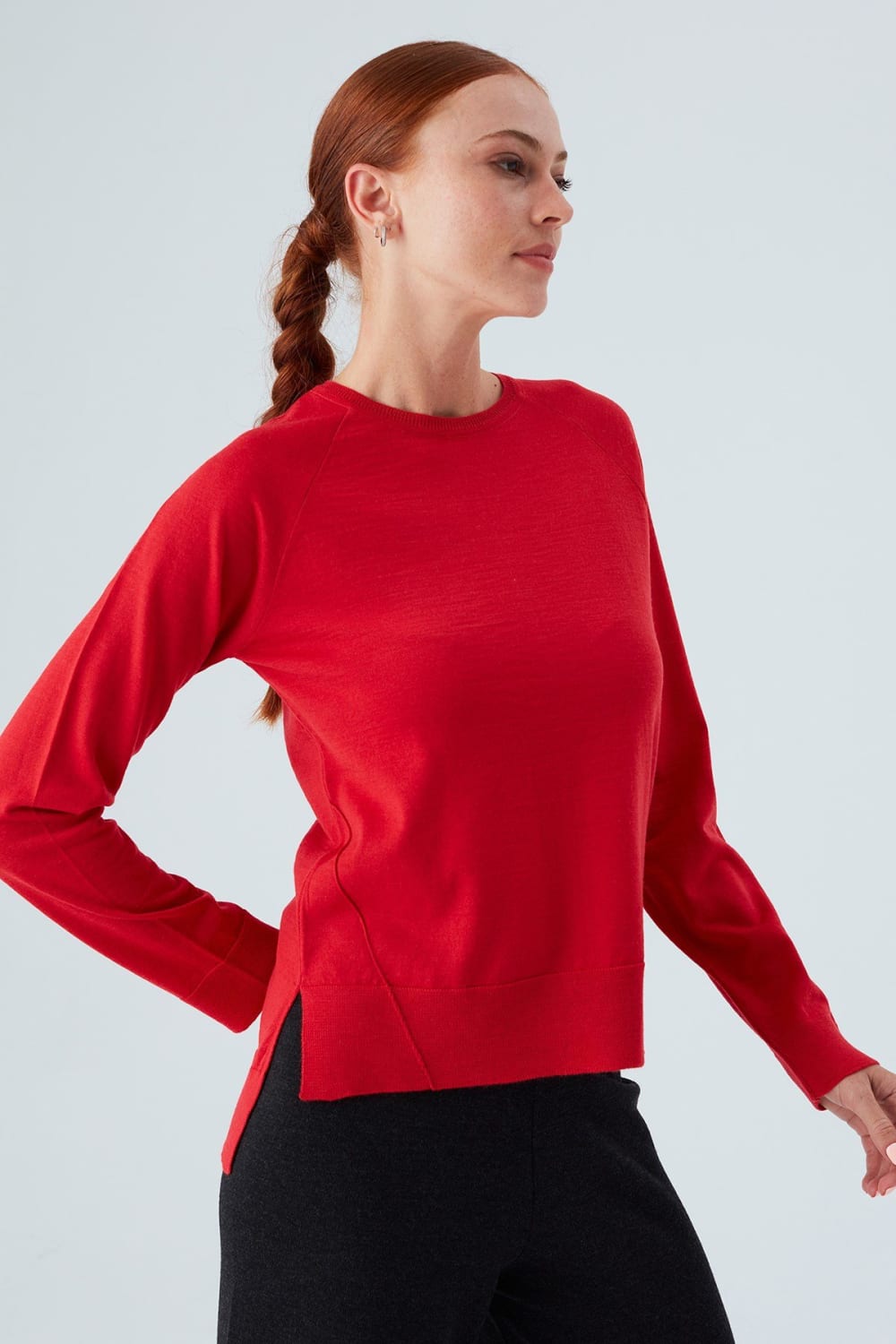 Peraluna-Vanessa Pullover Merino Yünlü Yanları Yırtmaçlı Ince Kadın Triko Kazak-Kazak & Triko-10-Milagron.com