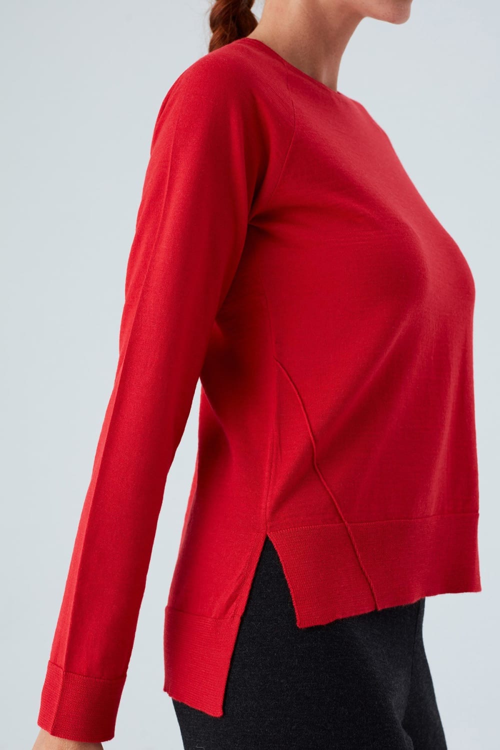 Peraluna-Vanessa Pullover Merino Yünlü Yanları Yırtmaçlı Ince Kadın Triko Kazak-Kazak & Triko-12-Milagron.com