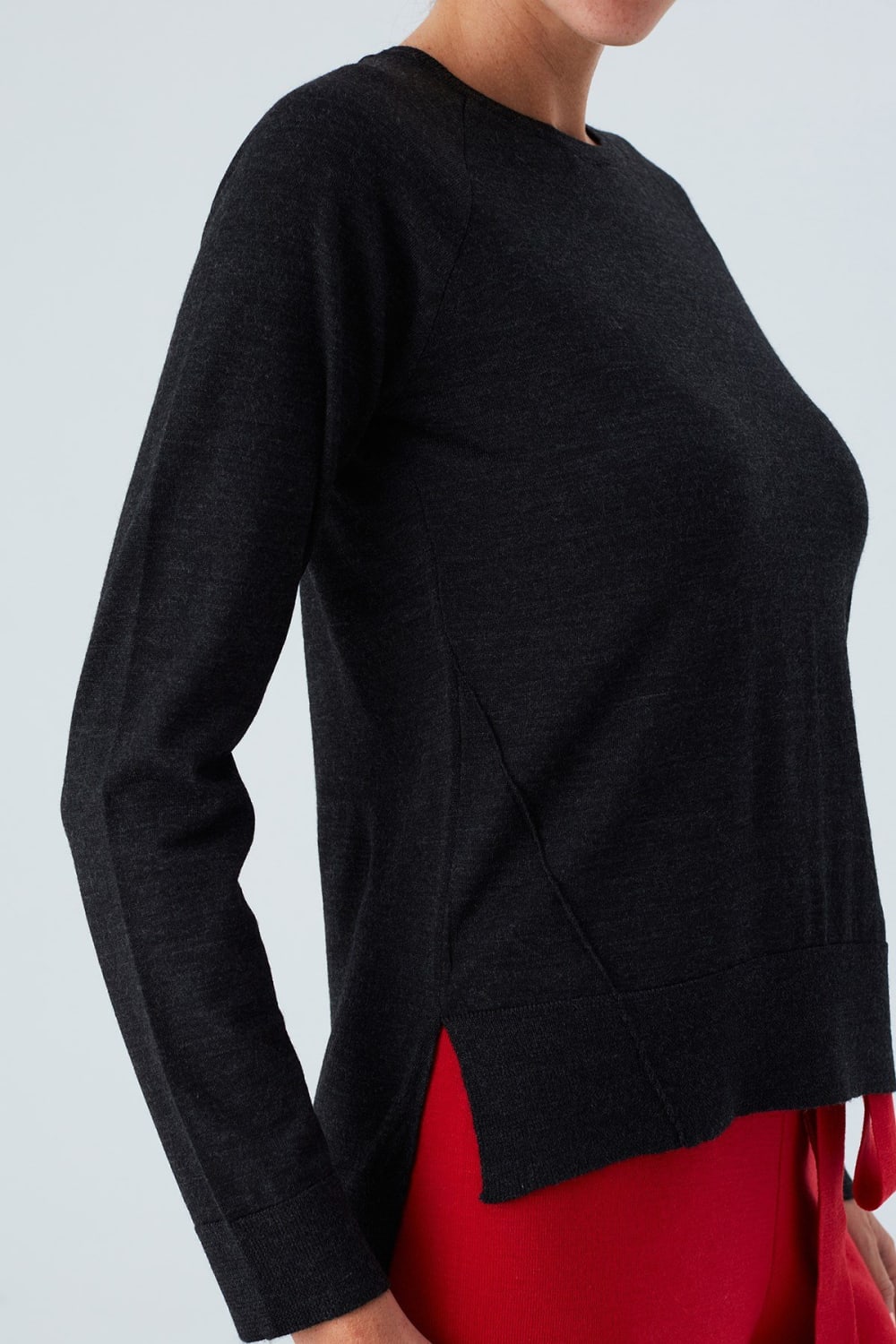 Peraluna-Vanessa Pullover Merino Yünlü Yanları Yırtmaçlı Ince Kadın Triko Kazak-Kazak & Triko-19-Milagron.com