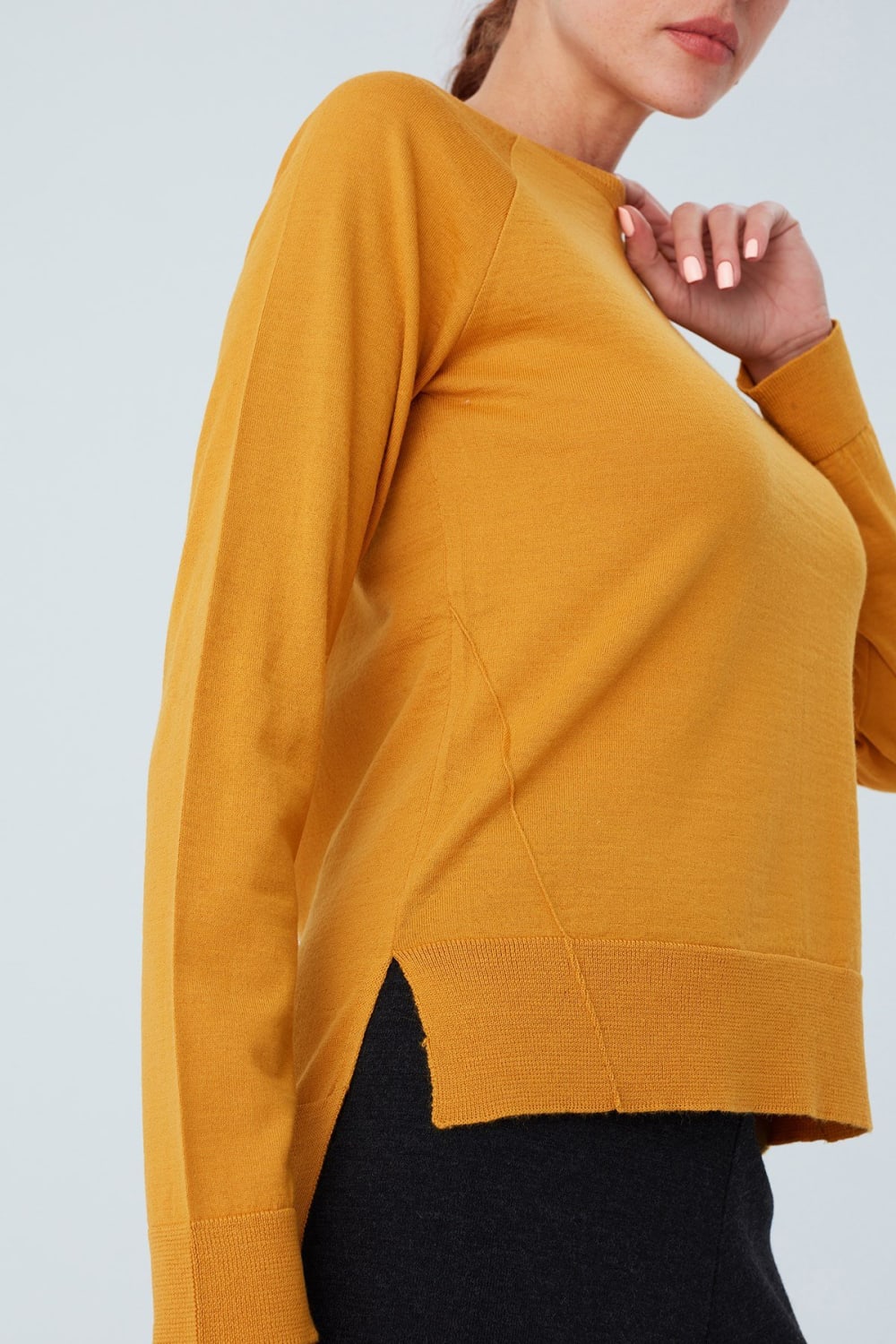 Peraluna-Vanessa Pullover Merino Yünlü Yanları Yırtmaçlı Ince Kadın Triko Kazak-Kazak & Triko-23-Milagron.com