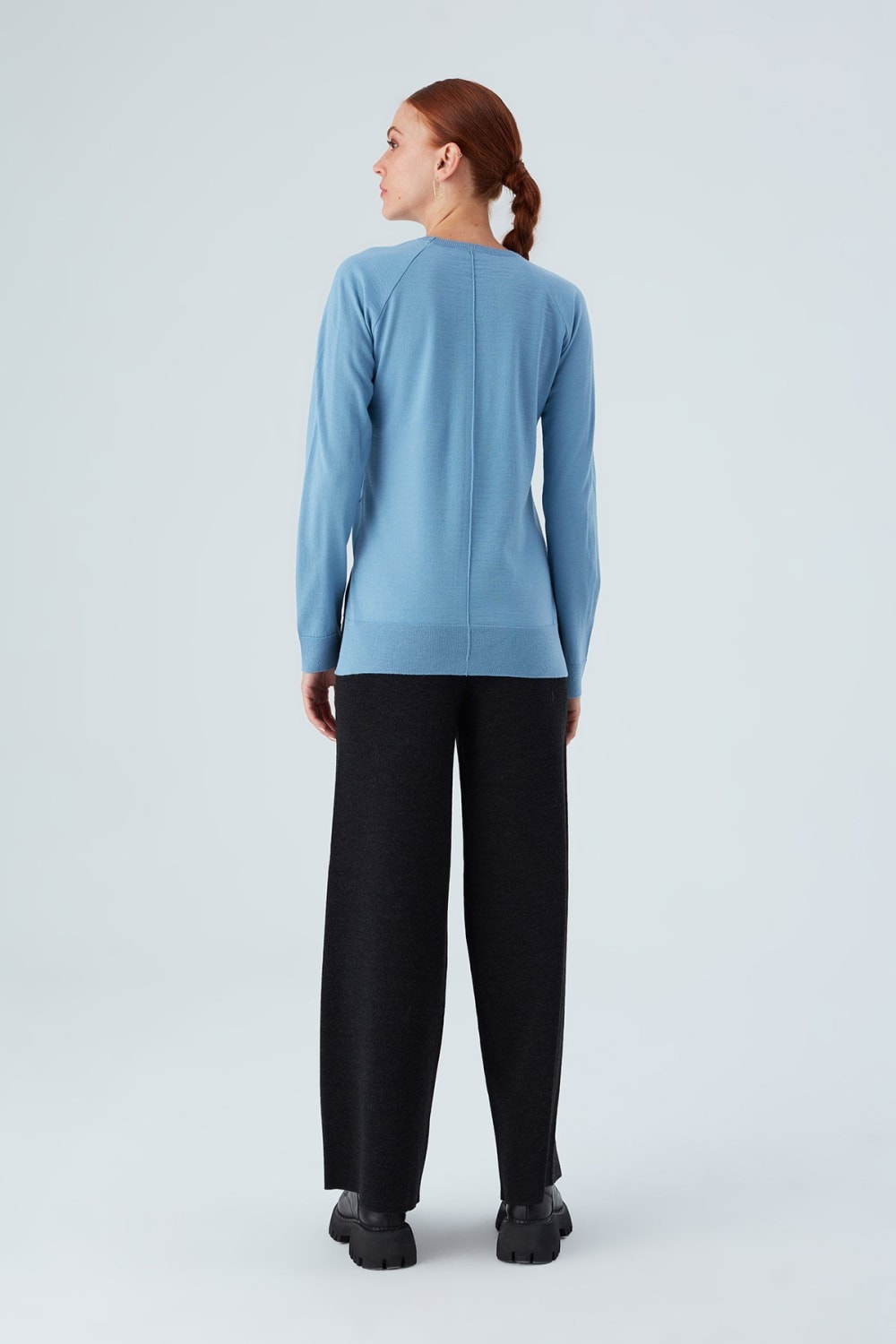 Peraluna-Vanessa Pullover Merino Yünlü Yanları Yırtmaçlı Ince Kadın Triko Kazak-Kazak & Triko-27-Milagron.com