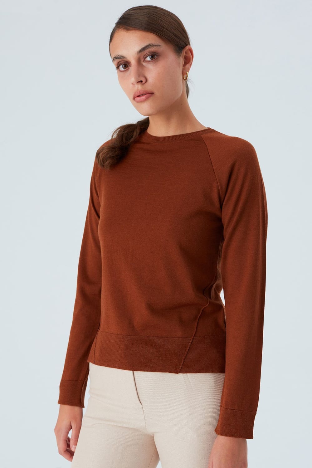 Peraluna-Vanessa Pullover Merino Yünlü Yanları Yırtmaçlı Ince Kadın Triko Kazak-Kazak & Triko-34-Milagron.com