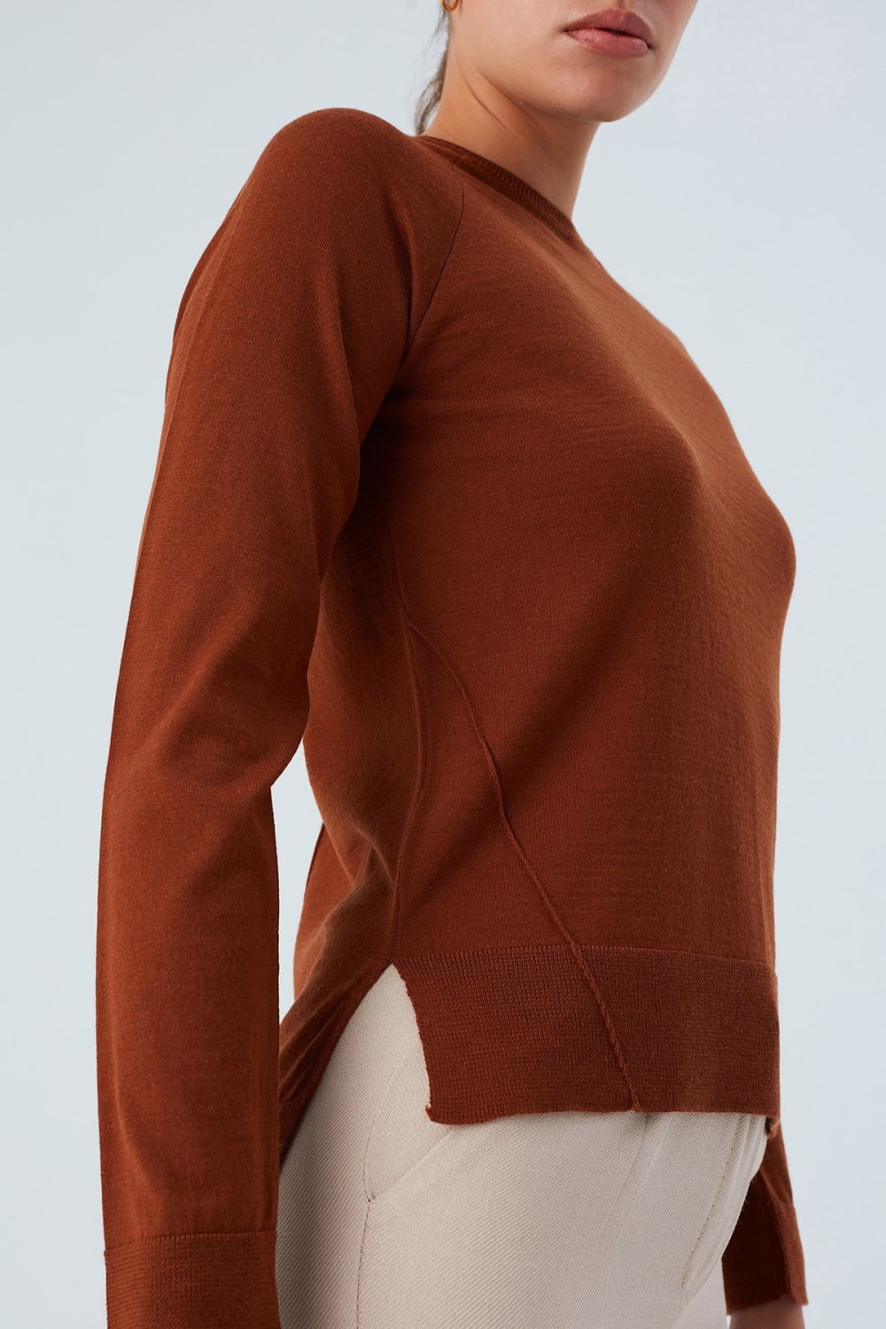 Peraluna-Vanessa Pullover Merino Yünlü Yanları Yırtmaçlı Ince Kadın Triko Kazak-Kazak & Triko-37-Milagron.com