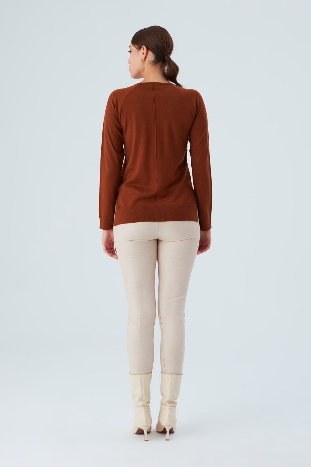 Peraluna-Vanessa Pullover Merino Yünlü Yanları Yırtmaçlı Ince Kadın Triko Kazak-Kazak & Triko-38-Milagron.com