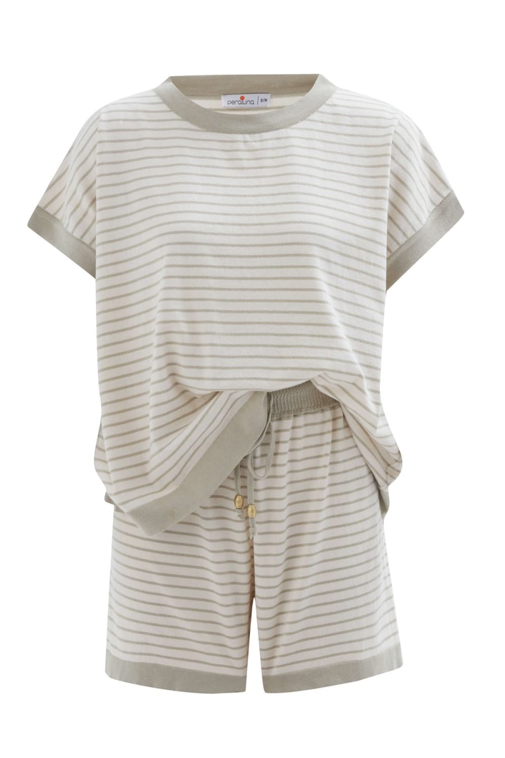 Peraluna-Vera Blouse & Shorts Pamuklu Yazlık Kadın Triko Şort Takım-Şort-9-Milagron.com