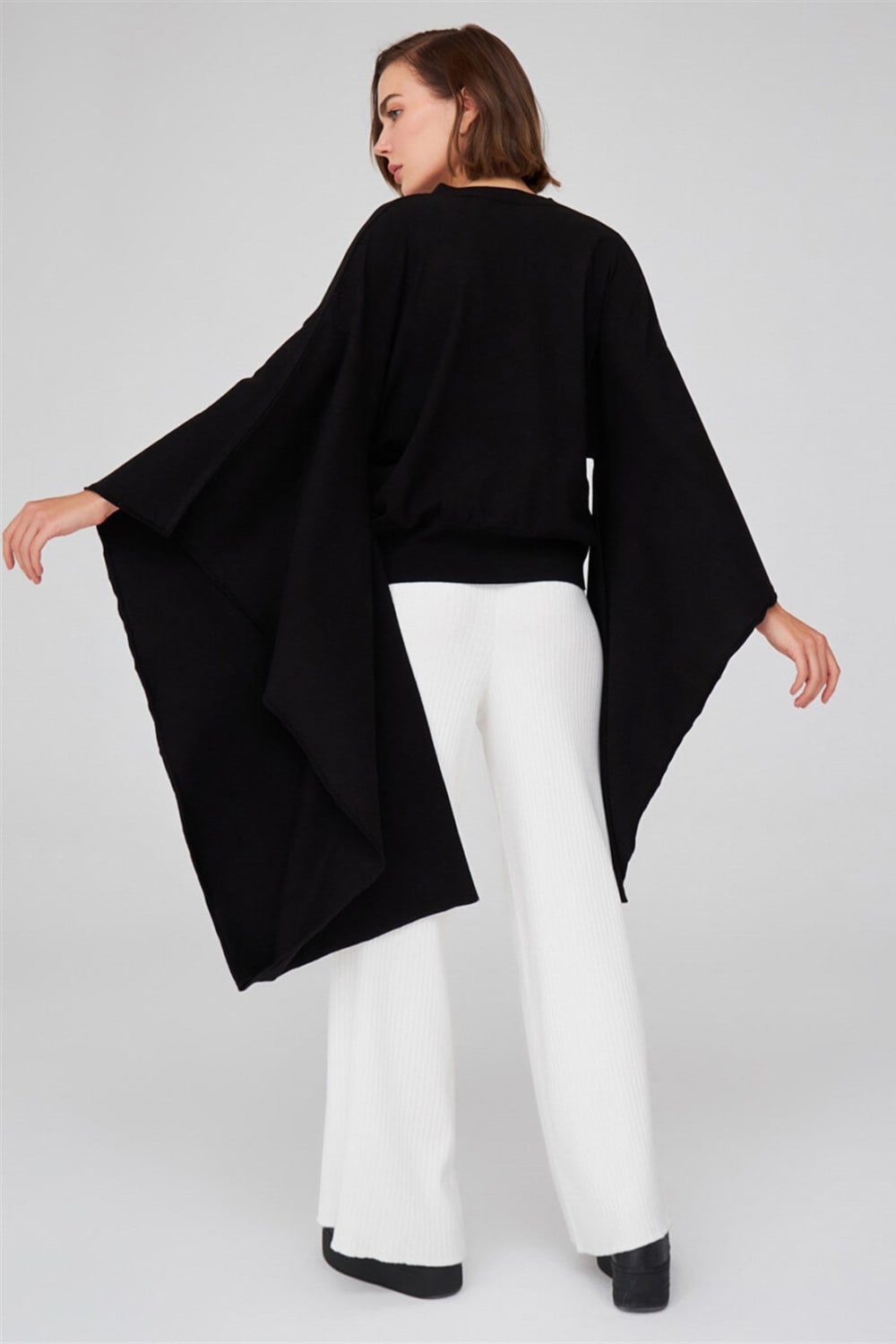 Peraluna-Viskon Karışım Egzotik Kadın Triko Kimono-Kimono-11-Milagron.com