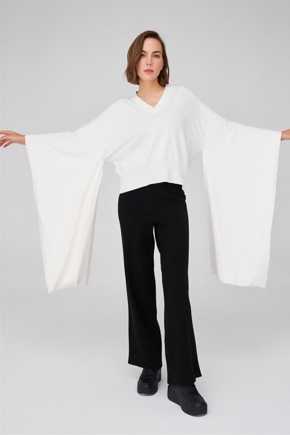 Peraluna-Viskon Karışım Egzotik Kadın Triko Kimono-Kimono-3-Milagron.com