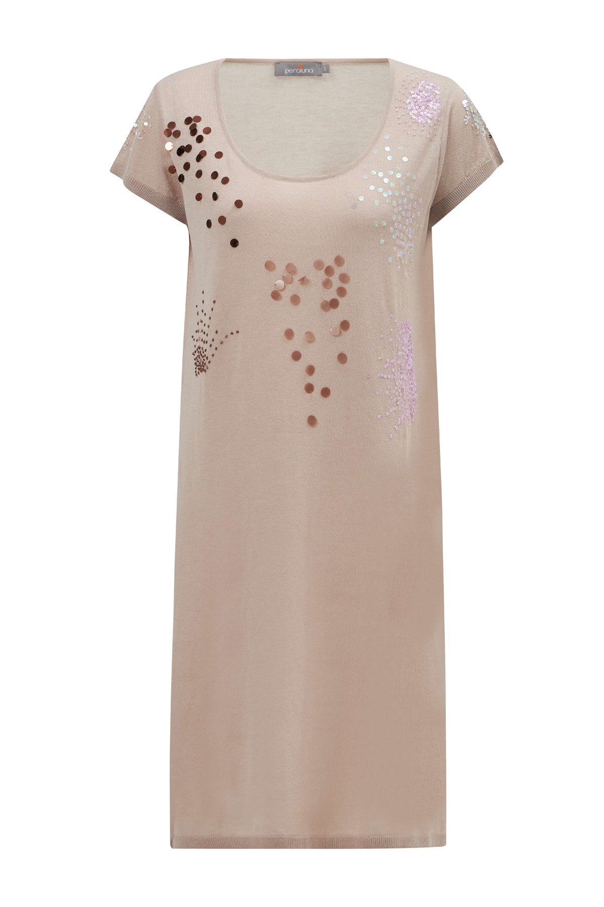 Peraluna-Yazlık Boncuk İşlemeli İnce Elbise Bej-Elbise-9-Milagron.com