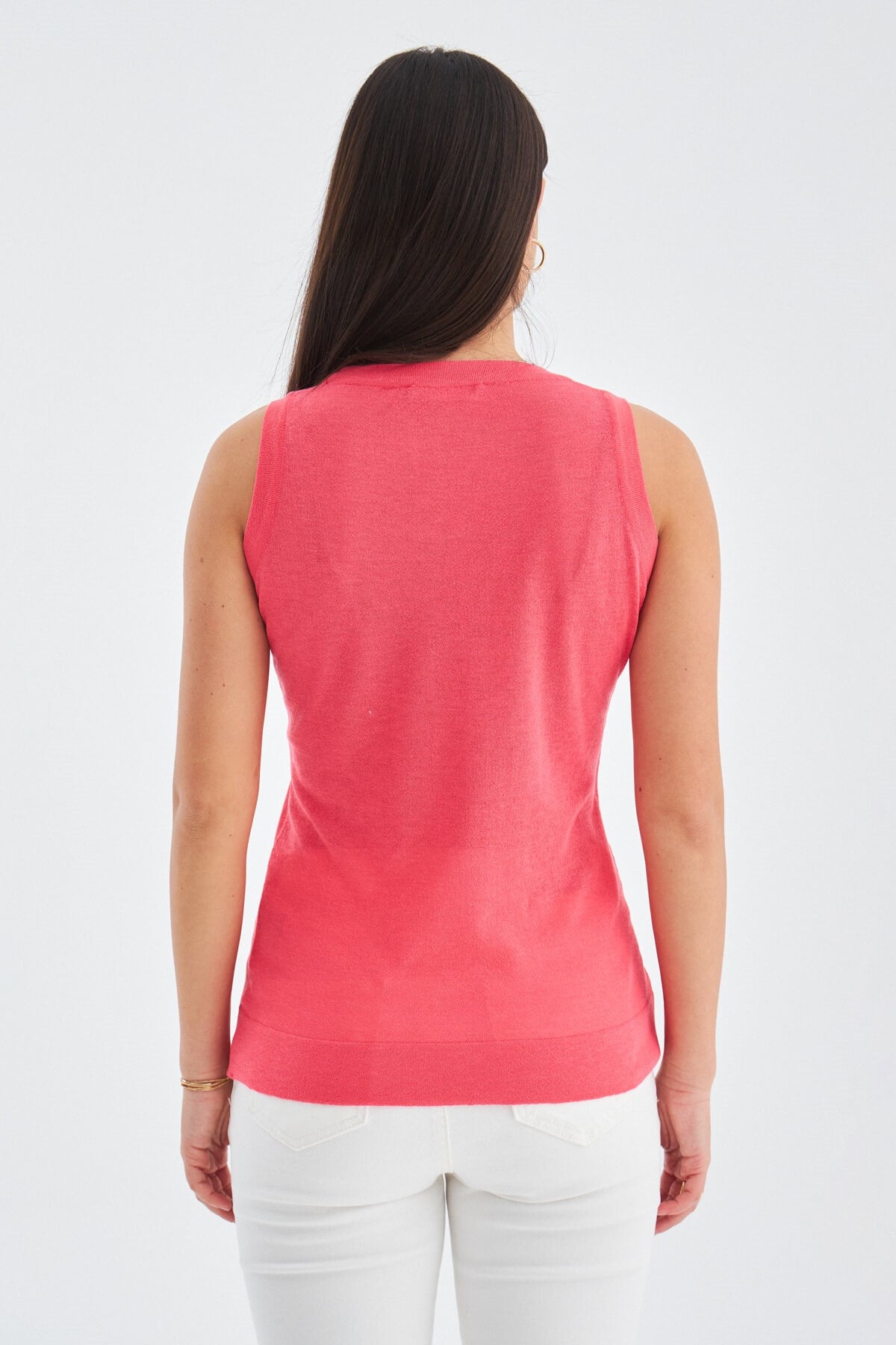 Peraluna-Yazlık İnce Pul İşlemeli Kadın Triko Bluz Bej-Bluz-7-Milagron.com