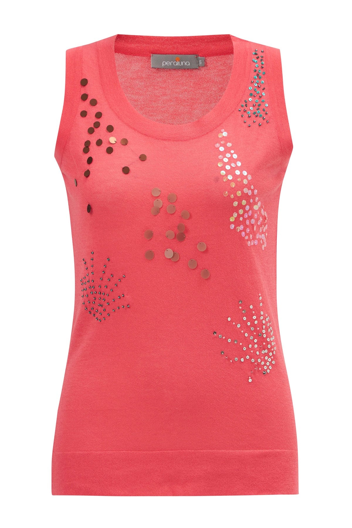 Peraluna-Yazlık İnce Pul İşlemeli Kadın Triko Bluz Bej-Bluz-8-Milagron.com