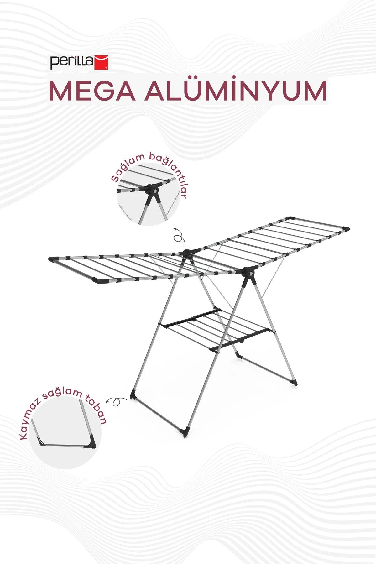 Perilla Mega Alüminyum Katlanır Çamaşır Kurutmalık 17,5 Metre