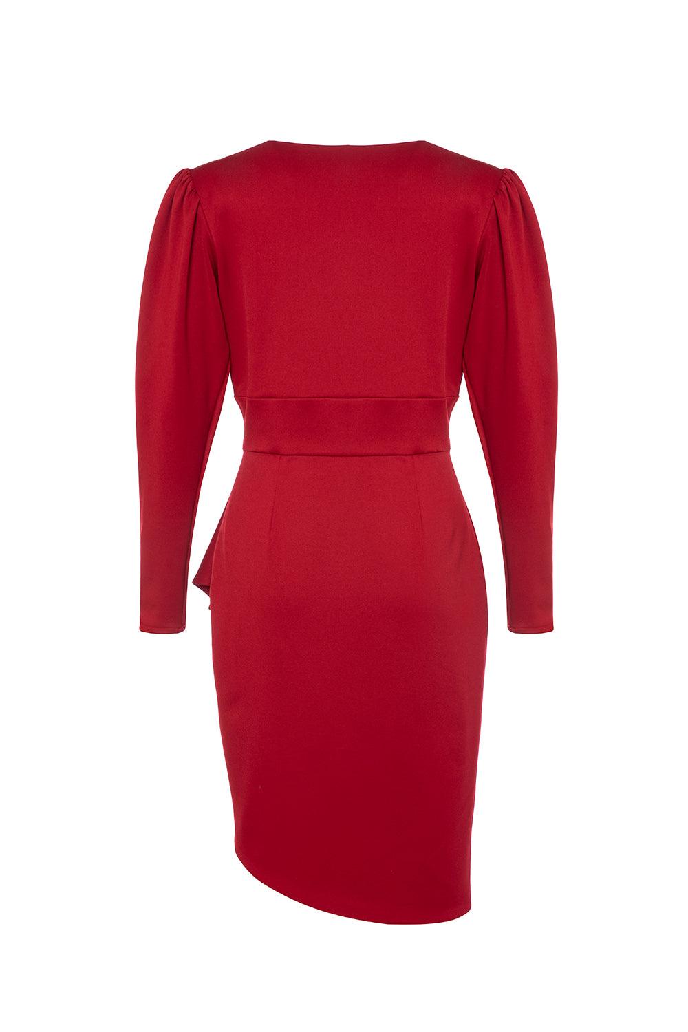 Petra Petrova-Kırmızı Drapeli Elbise Gloria-Elbise-5-Milagron.com