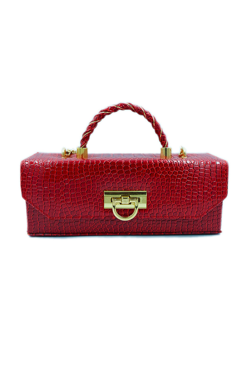 Petra Petrova-Kirmizi Krokodil Baskılı Kutu Çanta-El Çantası-2-Milagron.com