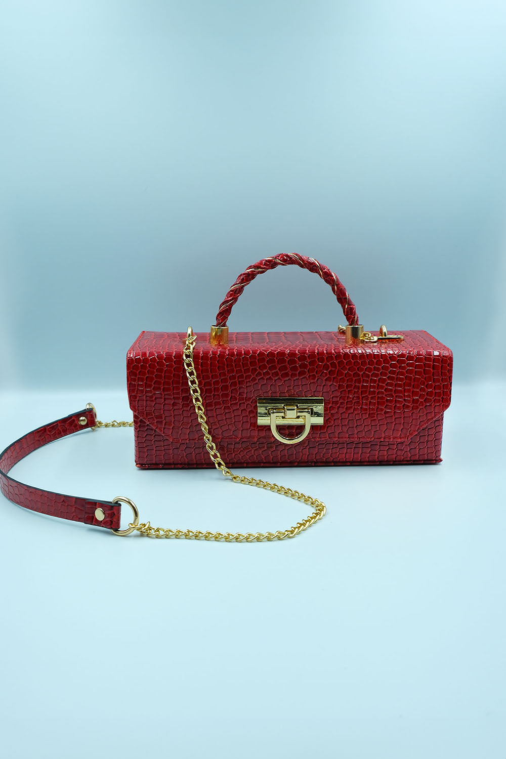 Petra Petrova-Kirmizi Krokodil Baskılı Kutu Çanta-El Çantası-1-Milagron.com