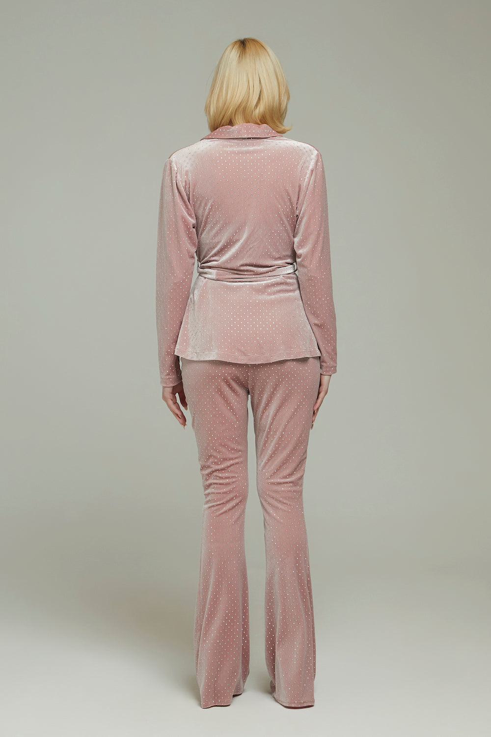 Pembe Kadife Taşlı Ceket Angel - 4