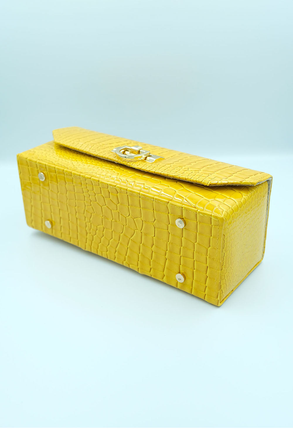 Petra Petrova-Sari Krokodil Baskılı Kutu Çanta-Omuz Çantası-4-Milagron.com