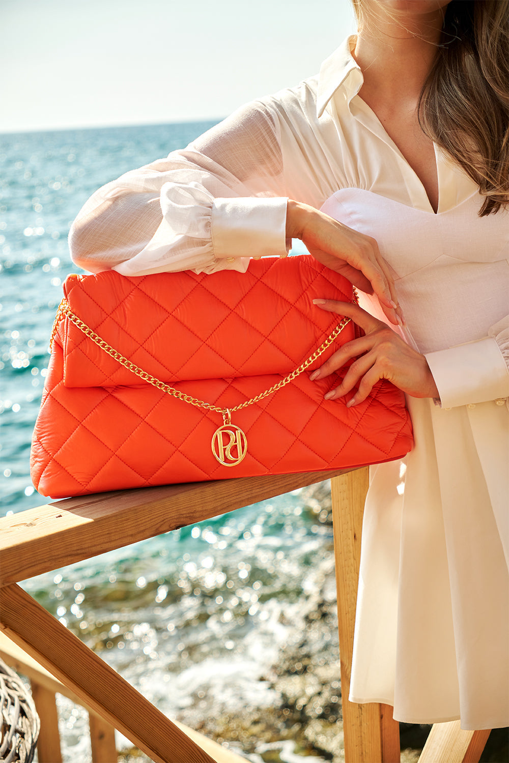 Petra Petrova-Turuncu Büyük Kapitone Çanta-Omuz Çantası-4-Milagron.com