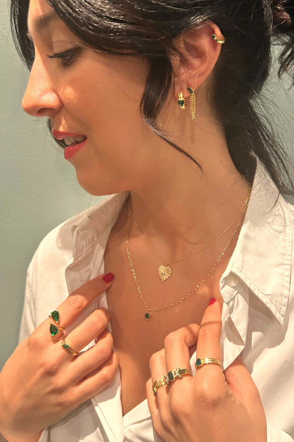 Pia&Co-Cadea Baget Taşlı Zincir Küpe-Küpe-2-Milagron.com