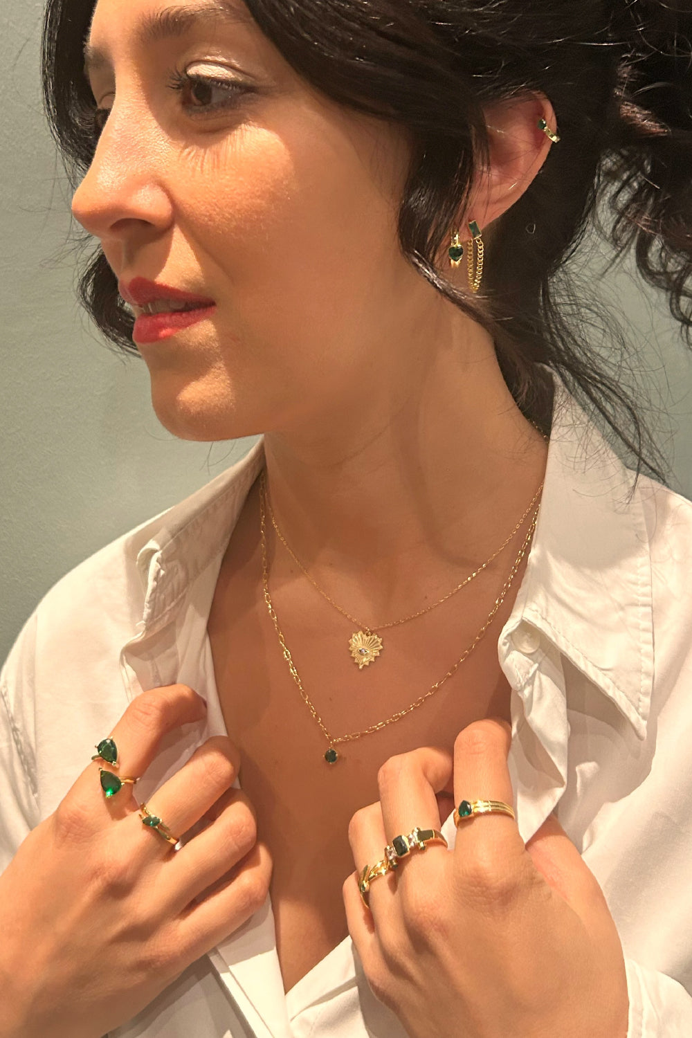 Pia&Co-Cadea Baget Taşlı Zincir Küpe-Küpe-3-Milagron.com