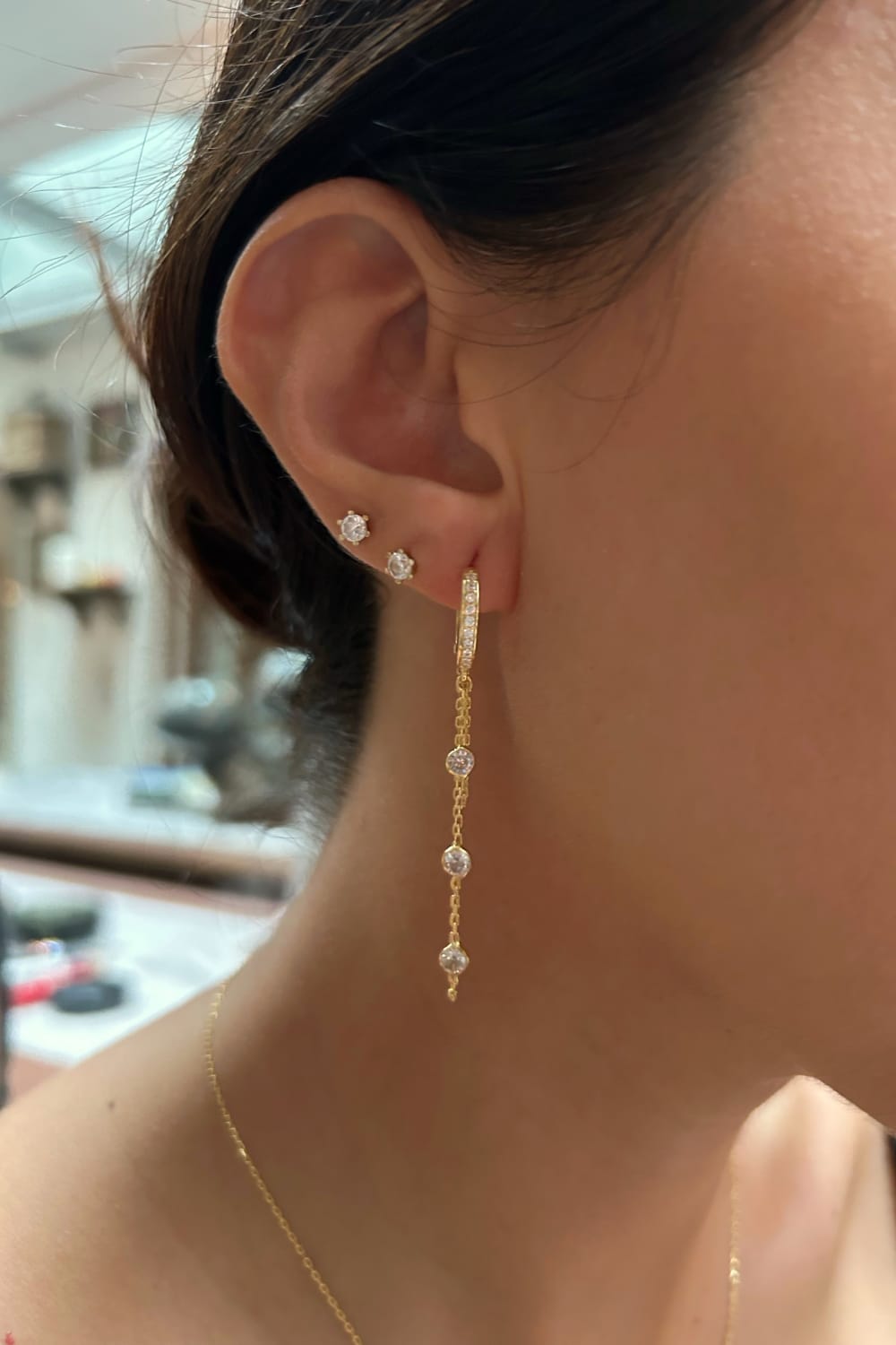 Pia&Co-Dena Taşlı Sallantılı Gümüş Küpe-Küpe-2-Milagron.com