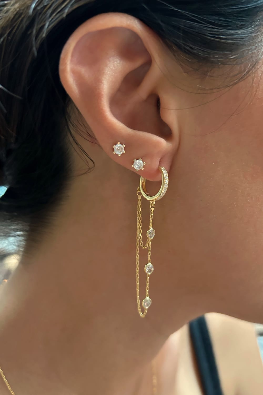 Pia&Co-Dena Taşlı Sallantılı Gümüş Küpe-Küpe-3-Milagron.com