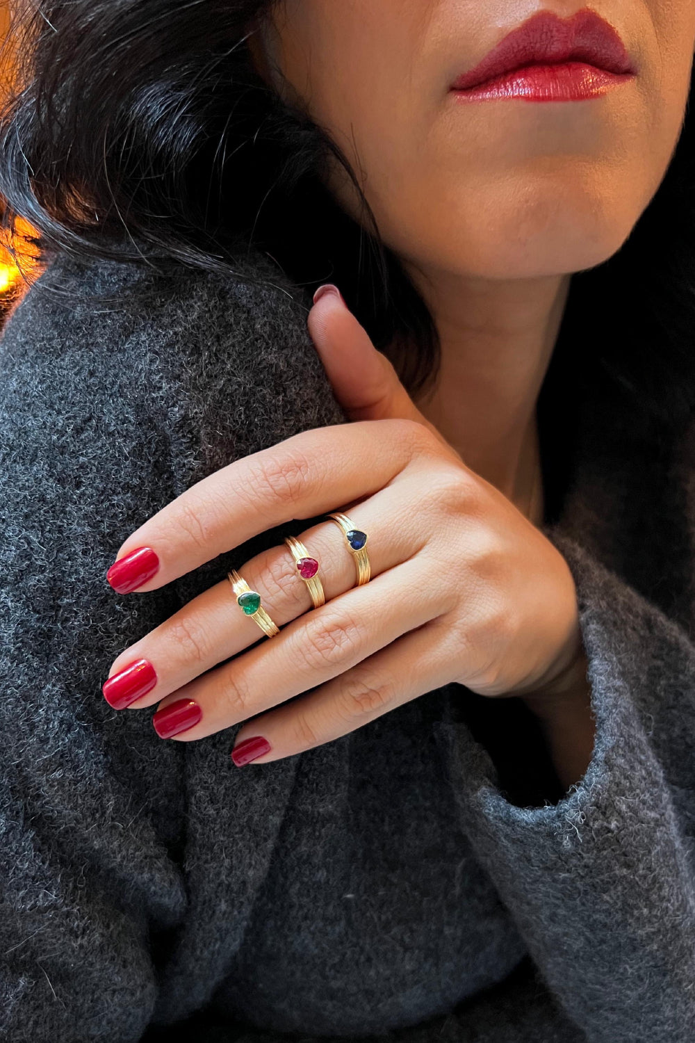 Pia&Co-Mirno Kalp Taşlı Gümüş Yüzük-Yüzük-5-Milagron.com