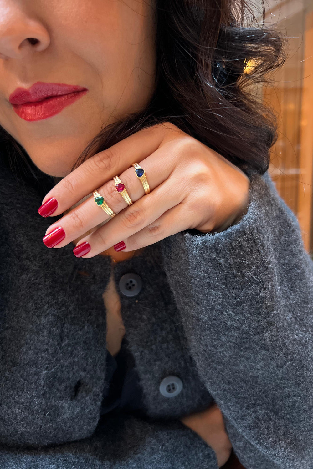 Pia&Co-Mirno Kalp Taşlı Gümüş Yüzük-Yüzük-6-Milagron.com