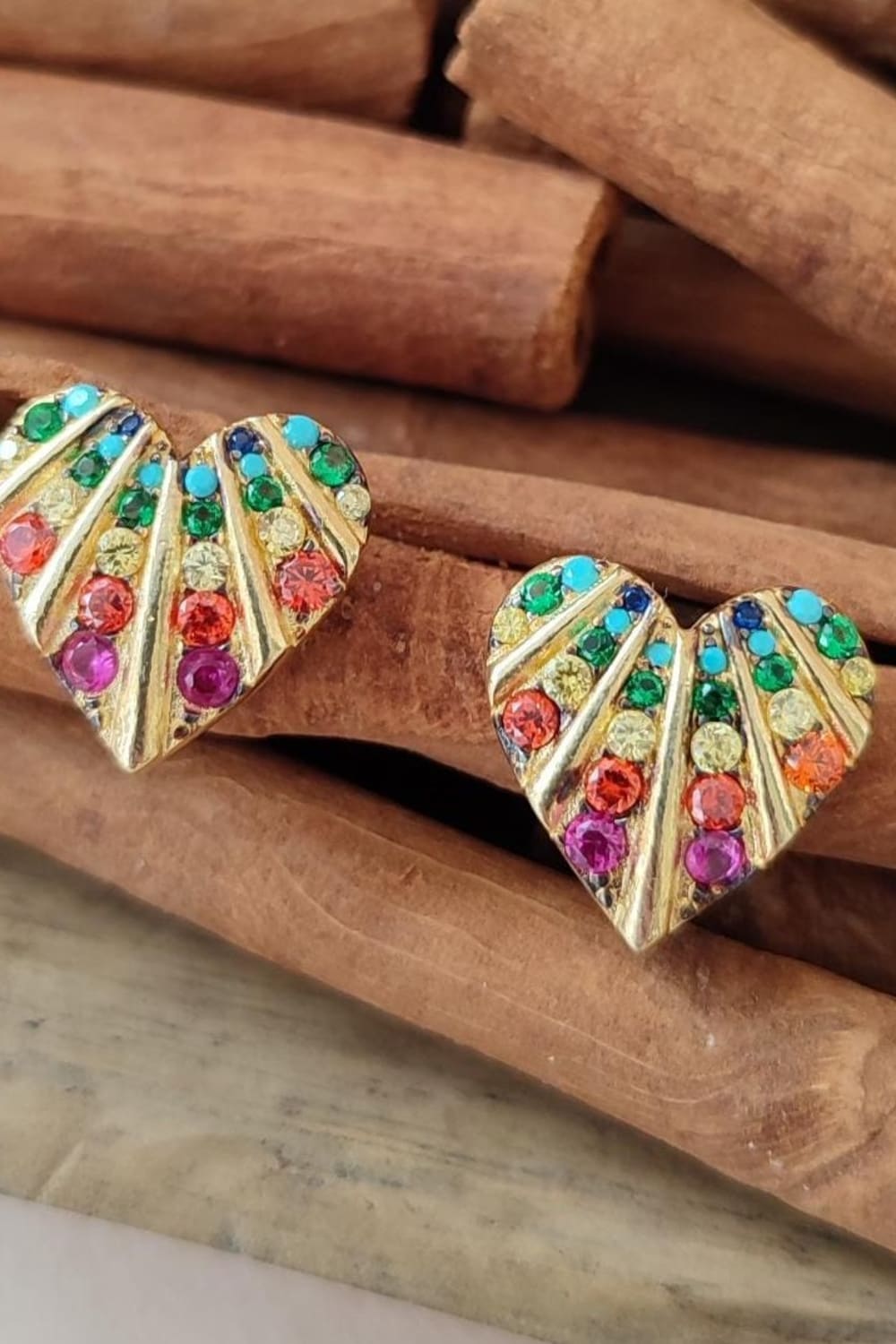 Pia&Co-Pelo Taşlı Kalp Sabit Küpe-Küpe-1-Milagron.com