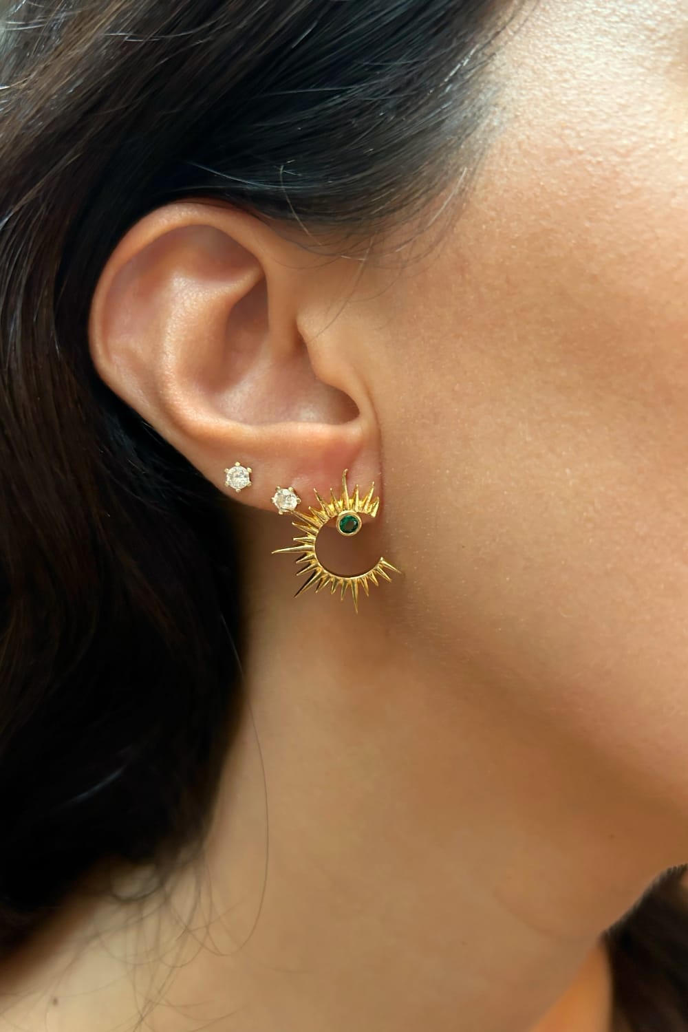 Pia&Co-Solar Taşlı Gümüş Güneş Küpe-Küpe-2-Milagron.com