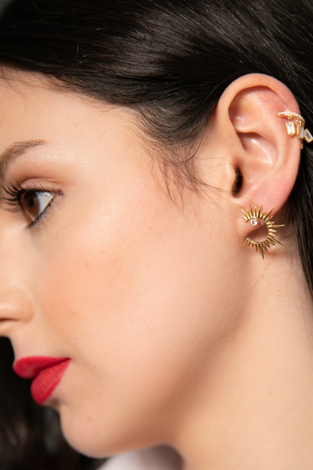 Pia&Co-Solar Taşlı Gümüş Güneş Küpe-Küpe-3-Milagron.com