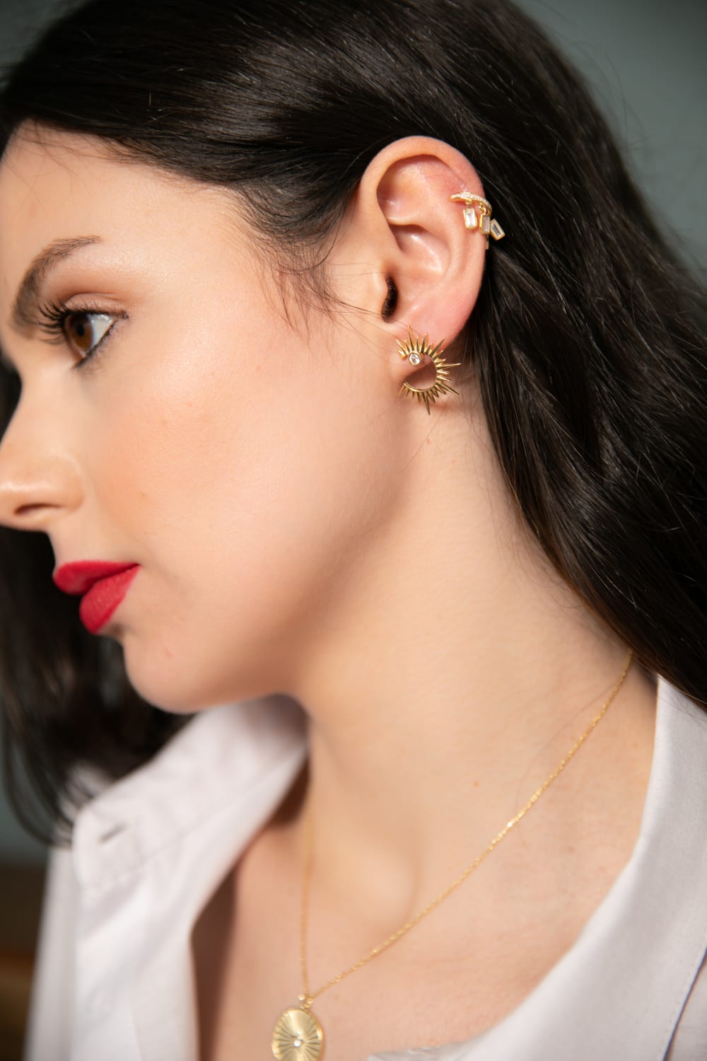 Pia&Co-Solar Taşlı Gümüş Güneş Küpe-Küpe-4-Milagron.com