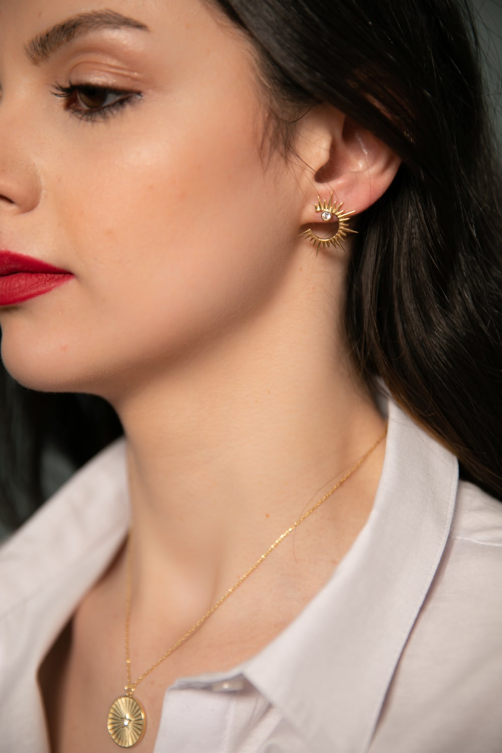 Pia&Co-Solar Taşlı Gümüş Güneş Küpe-Küpe-5-Milagron.com